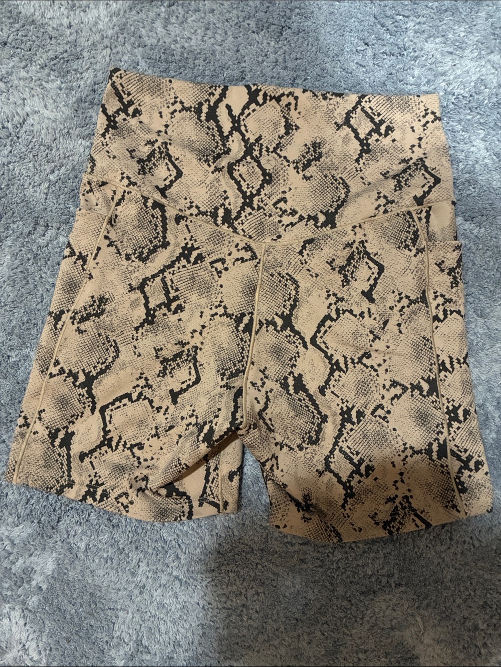 Danskin Beige and Black Snake-Print Athletic Shorts